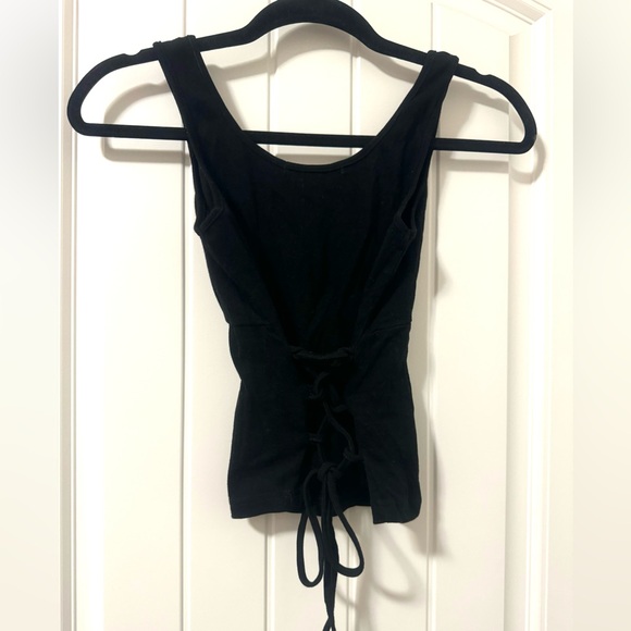 Black Tank Top with Corset Back - Picture 2 of 2